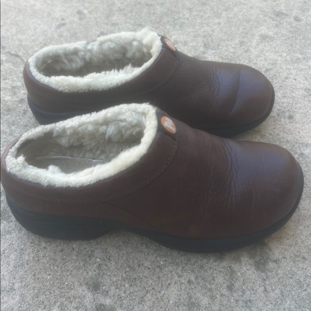 Merrell Primo Chill Brown Leather Wool Lined Mules Women's Size 8.5 - Picture 9 of 9